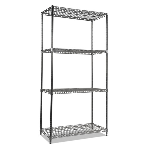 Just Launched | Alera ALESW503618BA 36 in. x 18 in. x 72 in. 4-Shelf Wire Shelving Starter Kit - Black Anthracite image number 0