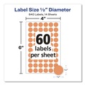 Labels | Avery 05062 0.5 in. Diameter Handwrite Only Self-Adhesive Removable Round Color-Coding Labels - Neon Orange (840/Pack) image number 3