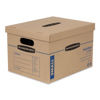 Bankers Box 7714209 SmoothMove Classic 12 in. x 15 in. x 10 in. Moving/Storage Boxes - Small, Brown/Blue (15/Carton)