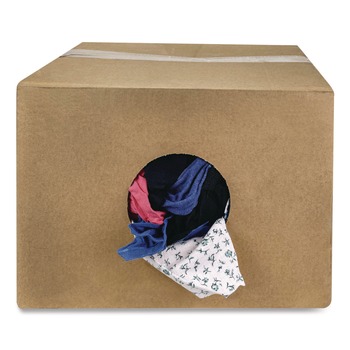 HOSPECO 135-25 COLORED T-SHIRT RAGS, COTTON, ASSORTED, 25/BOX