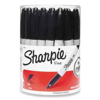Sharpie 35010 Canister Permanent Marker - Fine Tip/Black (36/Pack)