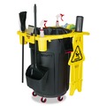 Cleaning Carts | Rubbermaid Commercial FG9W8700YEL 4-Compartment Standard Rim Caddy for Brute 32-1/2 in. Diameter Cans - Yellow image number 1