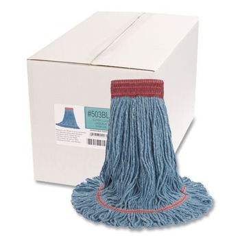 Boardwalk BWK503BLCT 5 in. Super Loop Cotton/Synthetic Fiber Wet Mop Head - Large, Blue (12/Carton)