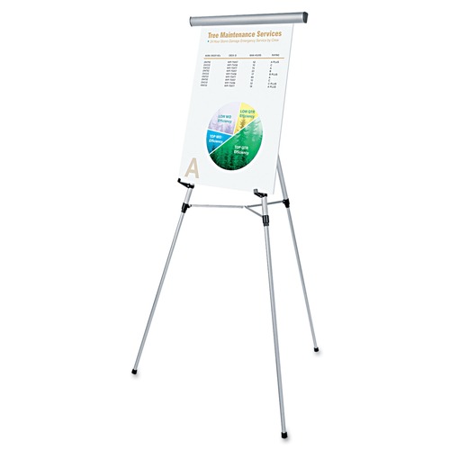 Universal | Universal UNV43050 3 Leg Telescoping Easel with Pad Retainer Adjusts 34 in. to 64 in. - Aluminum, Silver image number 0