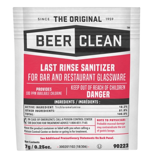 Cleaners & Chemicals | Diversey Care 90223 Beer Clean 0.25 oz. Packet Powder Last Rinse Glass Sanitizer (100/Carton) image number 0
