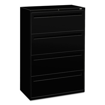 OFFICE FILING CABINETS AND SHELVES | HON H784.L.P Brigade 700 Series 36 in. x 18 in. x 52.5 in. 4-Drawer Lateral File - Black