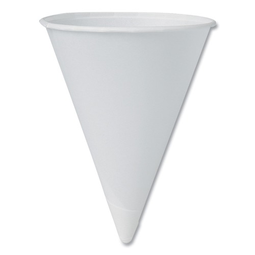  | SOLO 42R-2050 4.25 oz. Paper Rolled Rim Cone Water Cups - White (25/Carton) image number 0
