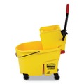 Mop Buckets | Rubbermaid Commercial FG618688YEL 44 qt. WaveBrake 2.0 Side-Press Plastic Bucket/Wringer Combos - Yellow image number 1