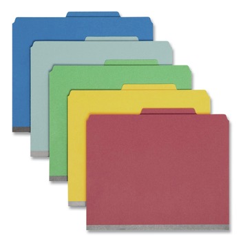 Smead 14025 6-Section Pressboard Top Tab Classification Folders with 6 SafeSHIELD Fasteners - Letter Size/Assorted (10/Box)