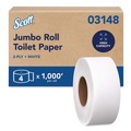  | Scott 03148 3.55 in. x 1000 ft. 2-Ply Essential JRT Jumbo Roll Septic Safe Tissue - White (4 Rolls/Carton) image number 0