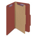File Folders | Smead 18775 Four SafeSHIELD Fasteners 2/5-Cut Tabs 1 Divider Legal Size Pressboard Classification Folders - Red (10/Box) image number 0
