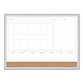 White Boards | U Brands 3890U00-01 23 in. x 17 in. 4N1 Magnetic Dry Erase Combo Board - Tan/White Surface, Silver Aluminum Frame image number 0
