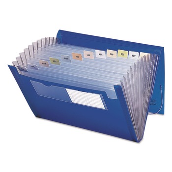 Smead 70876 9 in. Expansion 1/12-Cut Tabs 12 Sections Letter Size Elastic Cord Closure Expanding File With Color Tab Inserts - Blue