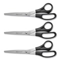 Arts & Crafts Supplies | Westcott 16907 8 in. All Purpose Straight Scissors with 3.5 in. Cut Length - Offset Black (3/Pack) image number 3