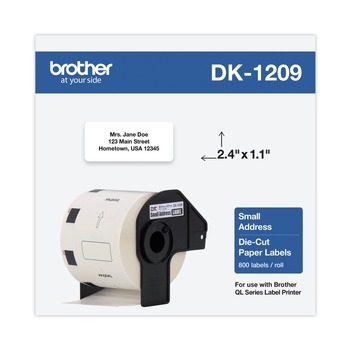 Brother DK1209 1.1 in. x 2.4 in. Die-Cut Address Labels - White (1-Roll)