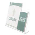 Desk Shelves | Deflecto 599401 Superior Image 13.5 in. W x 4.25 in. D x 10.88 in. H Slanted Sign Holder with Side Pocket - Clear image number 4