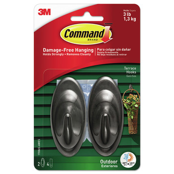 Command 17086S-AWES 3 lb Capacity All Weather Plastic Hooks and Strips - Medium/Slate (2/Pack)