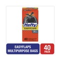 Trash Bags | Hefty PAC E27744 Easy Flaps 30 in. x 33 in. 30-Gallon 0.85 mil. Trash Bags - Black (40/Box) image number 4