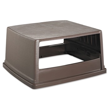 Rubbermaid Commercial FG256V00BRN 23 in. x 26.63 in. x 13 in. Hooded Top Glutton Receptacle without Door - Brown