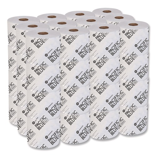 Toilet Paper | Georgia Pacific Professional 14448/01 Pacific Blue Basic 1-Ply Septic Safe High-Capacity Bathroom Tissue - White (1500/Roll, 48/Carton) image number 0