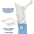 Box Cutters & Utility Knives | Great Neck 12113 2 in. Blade 3.5 in. Aluminum Handle 1 Utility Blade Sheffield Folding Lockback Knife - Blue image number 3