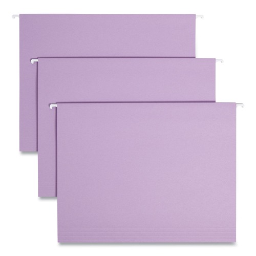 File Folders | Smead 64064 1/5 Cut Tab Letter Size Colored Hanging File Folders - Lavender (25/Box) image number 0
