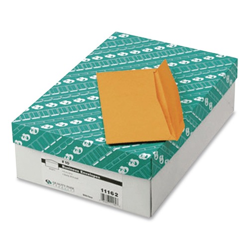 Envelopes & Mailers | Quality Park QUA11162 4.13 x 9.5 Commercial Flap Gummed Closure Envelope - Brown Kraft (500/Box) image number 0