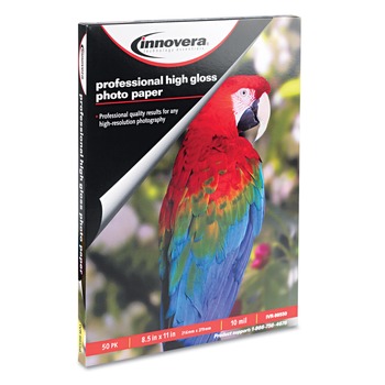 PHOTO PAPER | Innovera IVR99550 10 mil 8.5 in. x 11 in. High-Gloss Photo Paper - White (50/Pack)