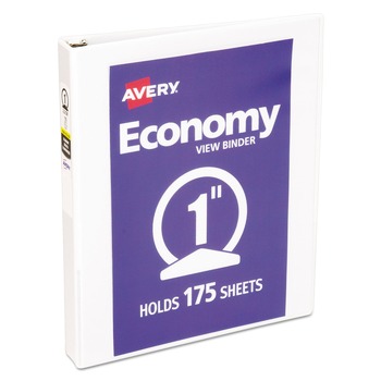 Avery 05711 3 Round Rings 1 in. Capacity 11 in. x 8.5 in. Economy View Binder - White