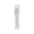 Cutlery | Pactiv Corp. FKSWCH Plastic Mediumweight Spoon Individually Wrapped Fieldware Cutlery - White (1000/Carton) image number 5