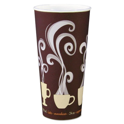 Cups and Lids | Dart DWTG24ST Thermoguard 24 oz. Insulated Paper Hot Cups - Steam Print (600/Carton) image number 0