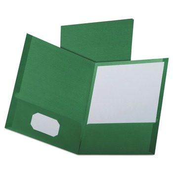 Oxford 53434EE 11 in. x 8.5 in. 100-Sheet Capacity Linen Finish Twin Pocket Folders - Hunter Green (25/Box)