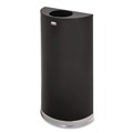Trash & Waste Bins | Rubbermaid Commercial FGSO1220PLBK 12 gal. European and Metallic Series Open Top Half-Round Steel Receptacle - Black/Chrome image number 1