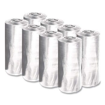 Boardwalk H5645TCKR01 23 Gallon 0.9 mil 28 in. x 45 in. Perforated Roll Linear Low Density Can Liners - Clear (25 Bags/Roll, 8 Rolls/Carton)