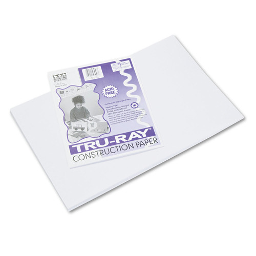 Back to School Sale | Pacon P103058 12 in. x 18 in. 76 lbs. Text Weight Tru-Ray Construction Paper - White (50/Pack) image number 0