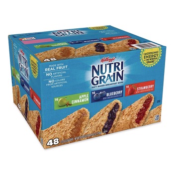 SNACKS | Kellogg's KEE05872 1.3 oz. Bar Nutri-Grain Soft Baked Breakfast Bars - Asstd: Apple, Blueberry, Strawberry (48/Carton)