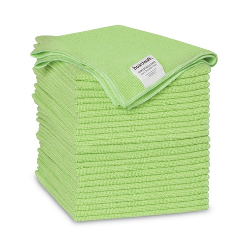 Cleaning Cloths | Boardwalk 2164037 16 in. x 16 in. Microfiber Cleaning Cloths - Green (24/Pack) image number 0