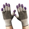Cleaning Gloves | Ansell KCC 97431 230 mm Length G60 Purple Nitrile Gloves - Medium/Size 8, Black/White (12 Pairs/Carton) image number 4