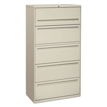 HON H785.L.Q Brigade 700 Series Five-Drawer 36 in. x 18 in. x 64.25 in. Lateral File Cabinet - Light Gray
