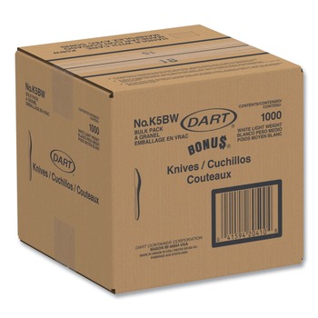 Dart K5BW Bonus Polypropylene Cutlery Knife - White (1000/Carton)