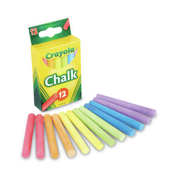 Crayola 510816 3 in. x 0.38 in. Diameter Chalk - 6 Assorted Colors (12/Box)