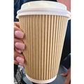 Cups and Lids | Karat C-KRC512 12 oz. Paper Ripple Hot Cups - Kraft/White (500/Carton) image number 2