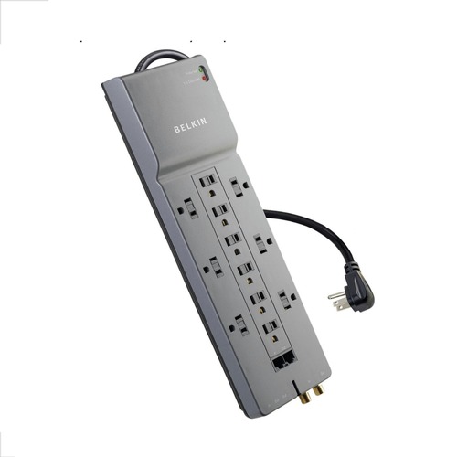 Surge Protectors | Belkin BE112234-10 Professional Series 3996 J 12 AC Outlets 10 ft. Cord SurgeMaster Surge Protector - Dark Gray image number 0