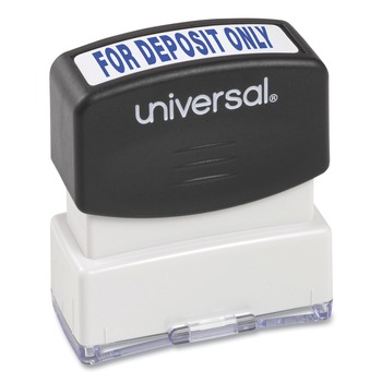 STAMPS AND STAMP SUPPLIES | Universal UNV10056 Pre-Inked 1-Color FOR DEPOSIT ONLY Message Stamp - Blue