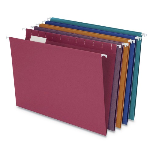 File Folders | Pendaflex 35117 Earthwise by Pendaflex 1/5-Cut Tabs Letter Size EZ Slide 100 percent Recycled Colored Hanging File Folders - Assorted Colors (20/Box) image number 0