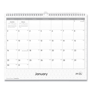 Blue Sky 111292 15 in. x 12 in. 12-Month (Jan-Dec 2026) Enterprise Wall Calendar - White/Gray Sheets