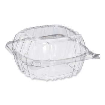 Dart PET57PST1 5.86 in. x 3.11 in. ClearSeal Hinged-Lid Plastic Containers - Clear (500/Carton)