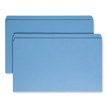 Smead 17010 Straight Tabs Legal Size 0.75 in. Expansion Reinforced Top Tab Colored File Folders - Blue (100/Box)