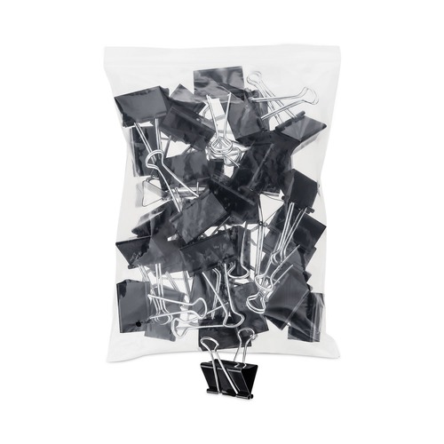 Binding Spines & Combs | Universal UNV10220VP Binder Clips in Zip-Seal Bag - Large, Black/Silver (36/Pack) image number 0