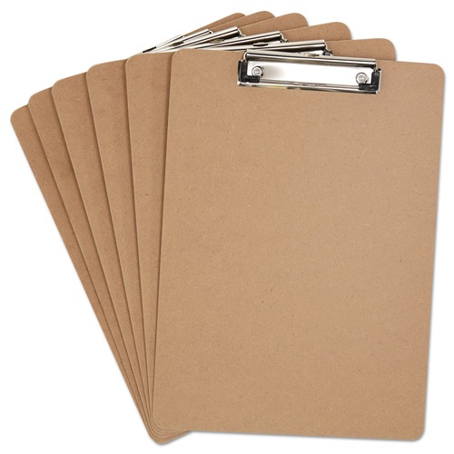 Clipboards | Universal UNV05562 1/2 in. Clip Capacity Hardboard Clipboard for 8.5 in. x 11 in. Sheets - Brown (6/Pack) image number 0